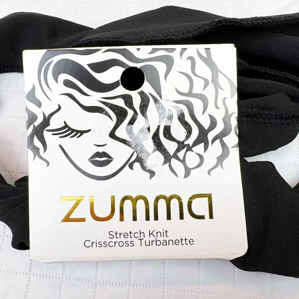 Zumma Black Stretch Knit Crisscross Turbanette Headband